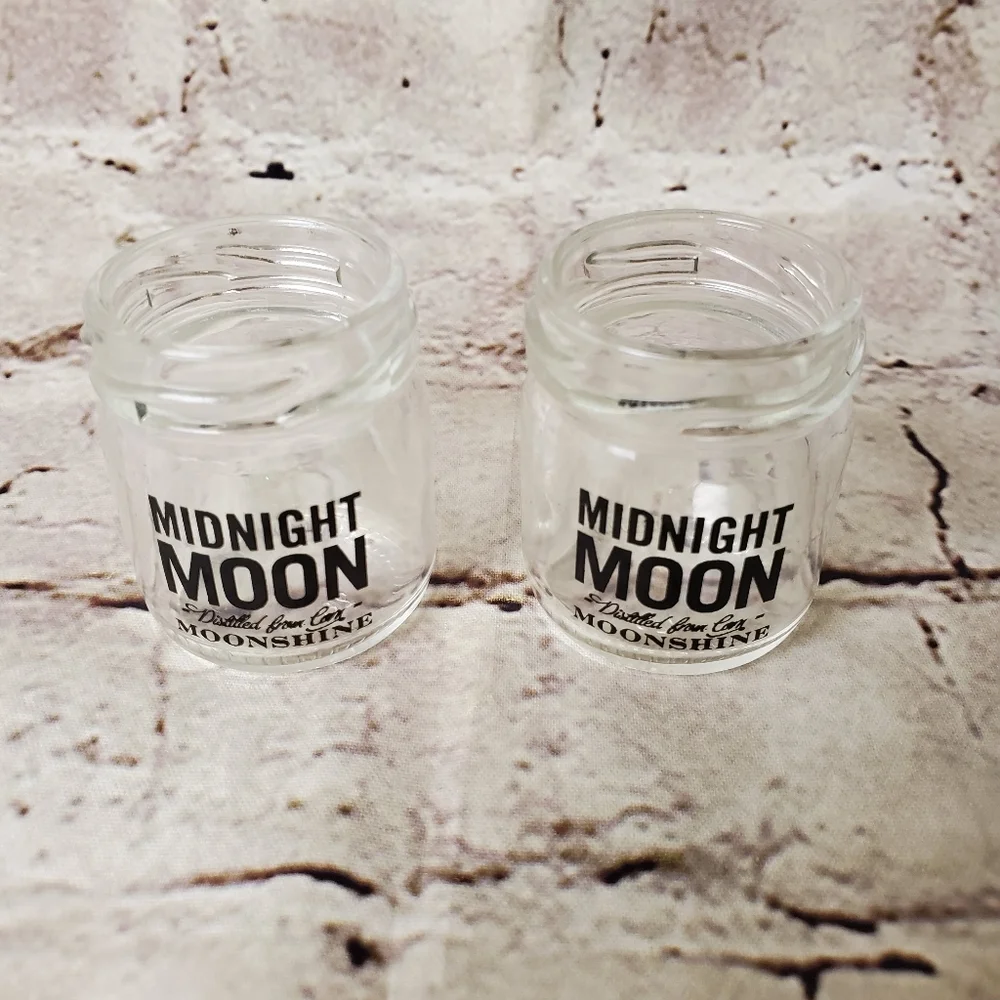 Midnight Moon Moonshine Shot Glass Bundle 2 Mini Mason Jar Home Bar Cottage Core